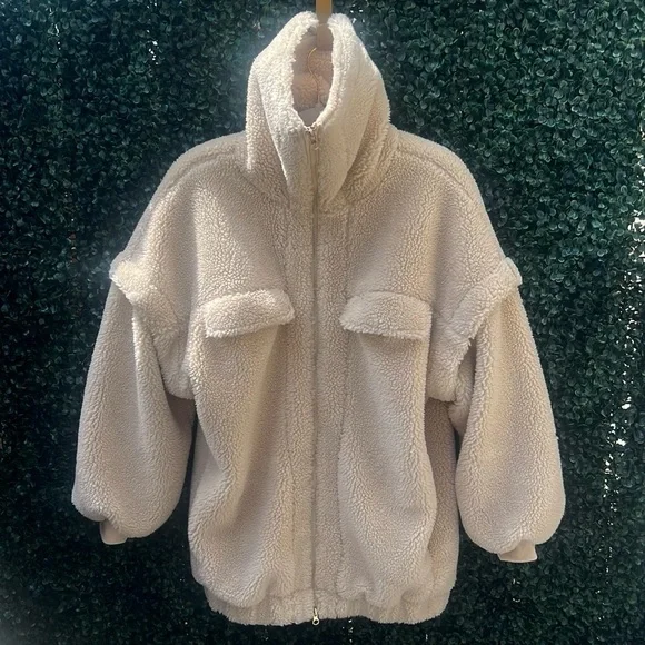 North & Co. Women’s Oversized High Neck Zip-Up Sherpa Jacket Size Small - Picture 3 of 5